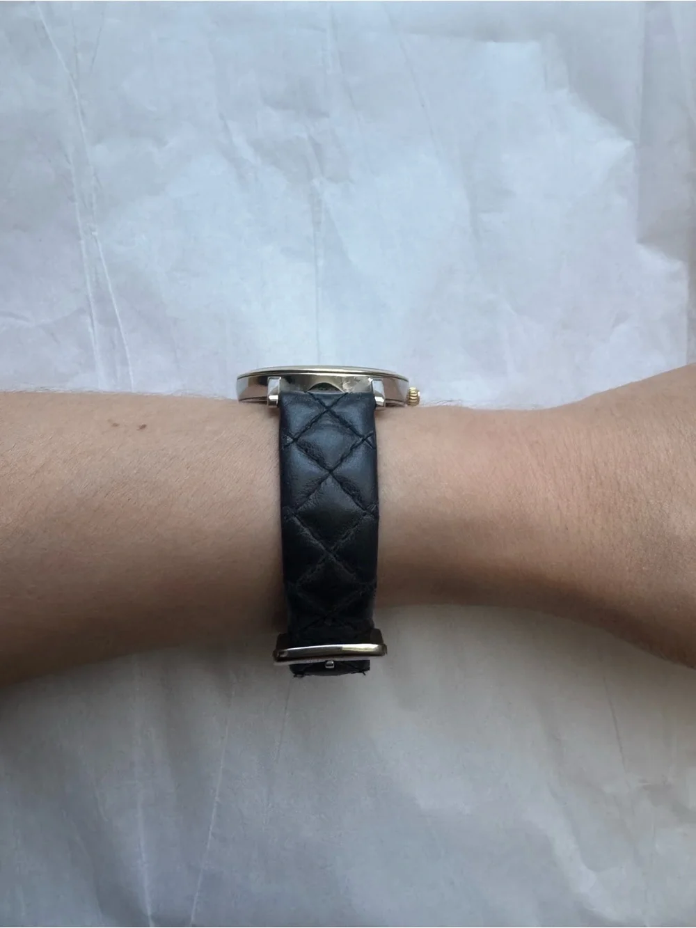 Kate Spade New York Black Quilted Leather Watch | Gold Tone Accents